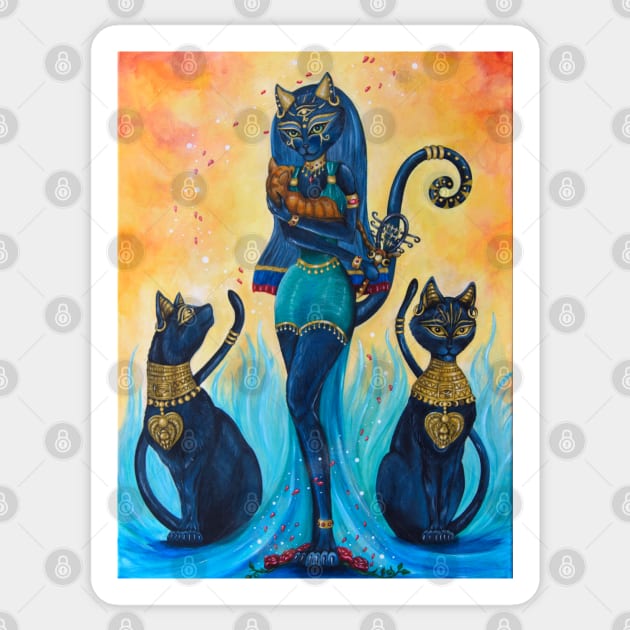 Goddess Bastet Sticker by Draconisa Art